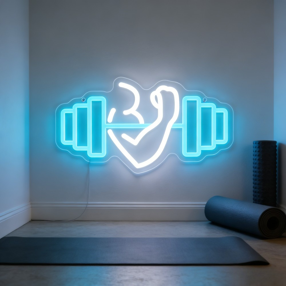 Yoga Fitness Quotes - 이두근 덤벨 네온사인 LED 벽 장식,