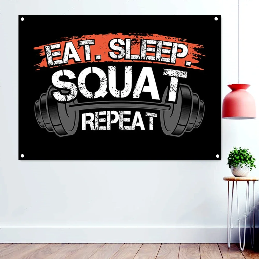 Yoga Fitness Quotes - 먹어. 수면. 스쿼트 반복