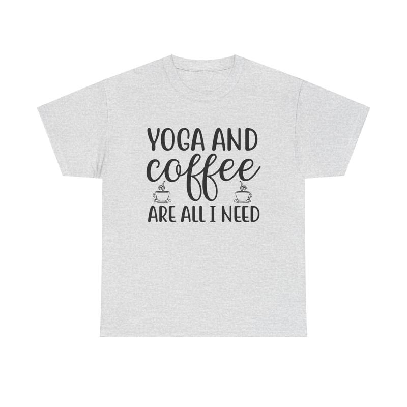 요가와 커피 티셔츠 재미있는 선 명상 피트니스 카페인  - Yoga Fitness Quotes 리뷰 및 가격
