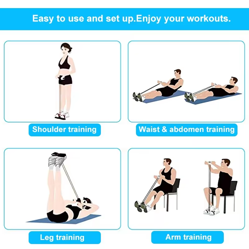 4튜브 저항 밴드 요가 페달 풀러 탄성 풀 로프 복부  - Yoga Pedal Puller Fitness Equipment 리뷰 및 가격
