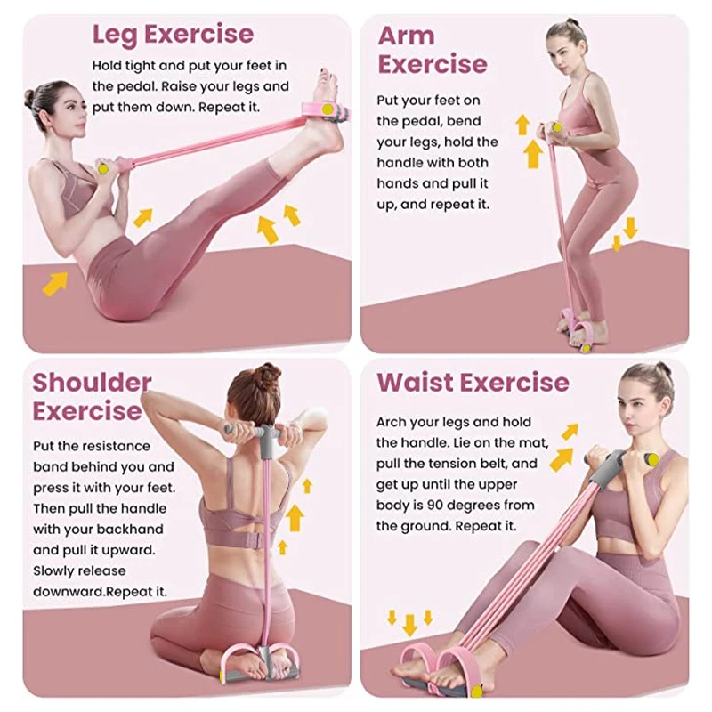 4튜브 요가 페달 풀러 저항 밴드 탄성 풀 로프 복부  - Yoga Pedal Puller Fitness Equipment 리뷰 및 가격