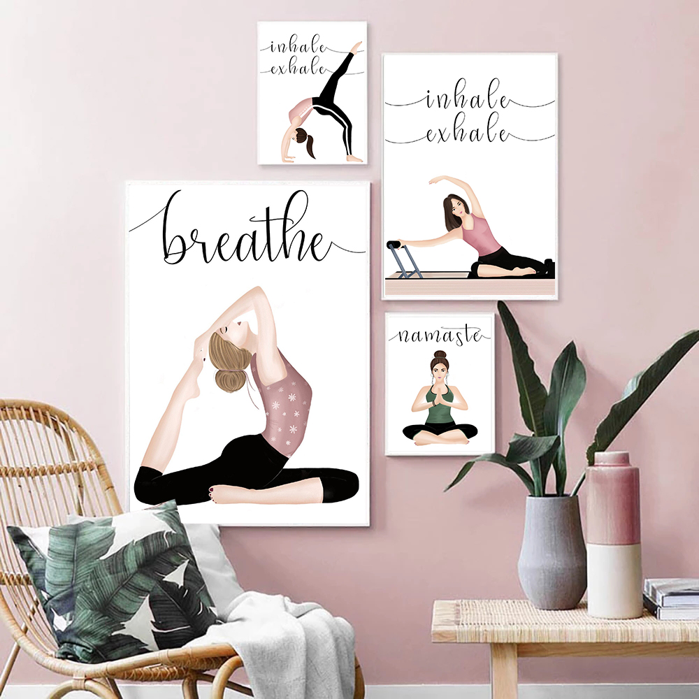 흡입 호기 견적 요가 포스터, 캔버스 아트 프린트, 나 - Yoga Fitness Quotes 리뷰 및 가격