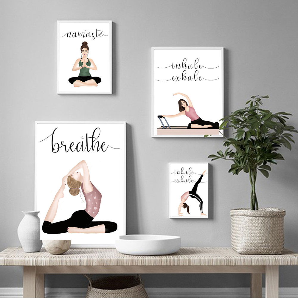 흡입 호기 견적 요가 포스터, 캔버스 아트 프린트, 나 - Yoga Fitness Quotes 리뷰 및 가격