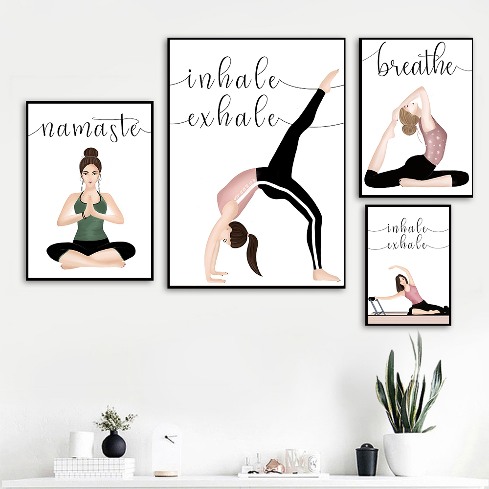 흡입 호기 견적 요가 포스터, 캔버스 아트 프린트, 나 - Yoga Fitness Quotes 리뷰 및 가격