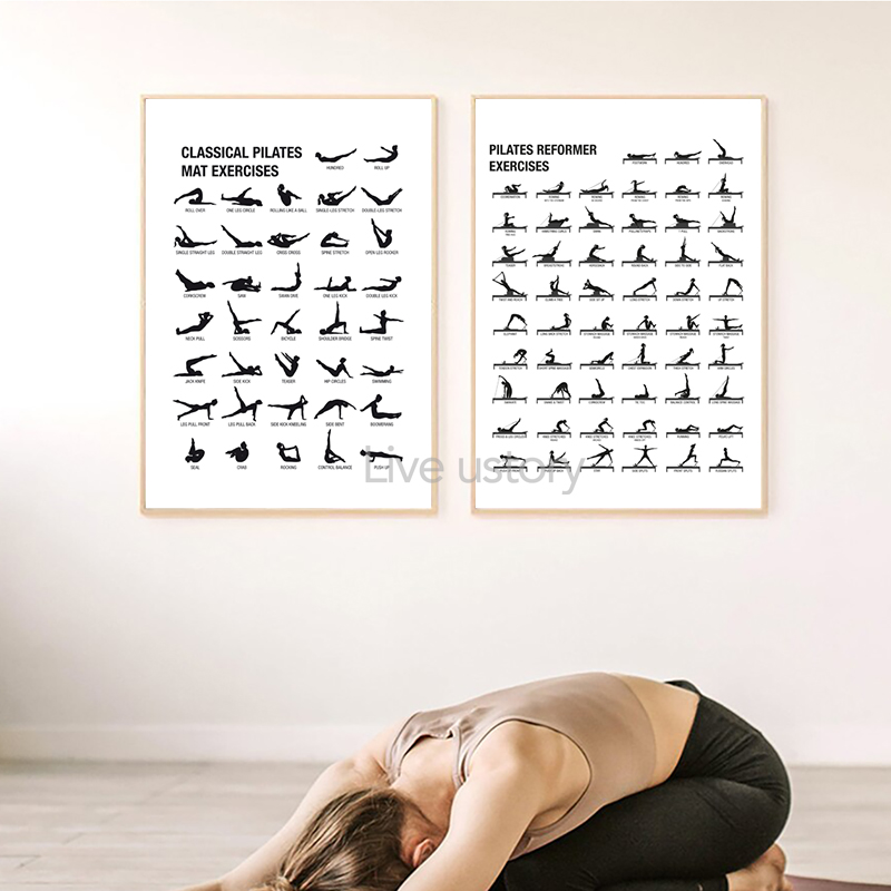 프레임리스 필라테스 운동 차트 포스터 캔버스 프린트,  - Yoga Fitness Workout 리뷰 및 가격