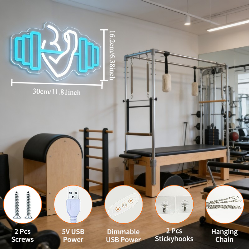 이두근 덤벨 네온사인 LED 벽 장식, 홈짐, 요가 스 - Yoga Fitness Quotes 리뷰 및 가격