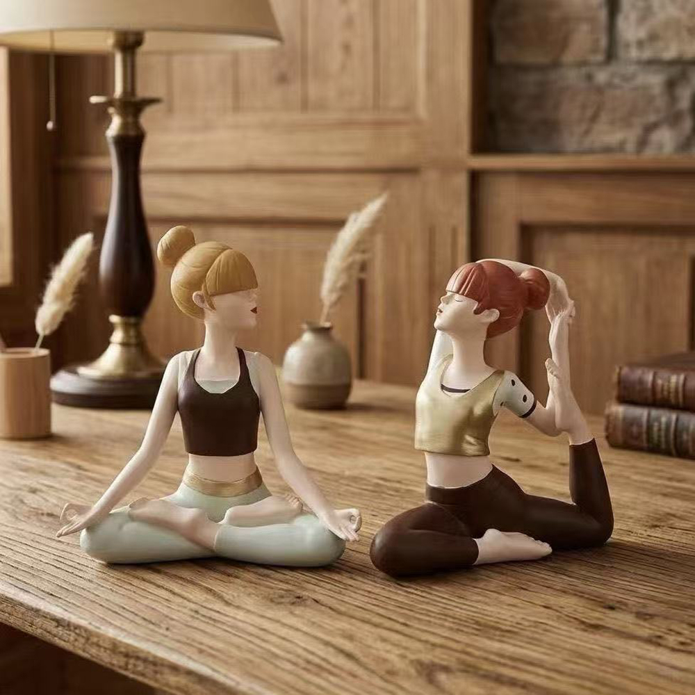 요가 소녀 조각상, 사암 질감 수지 공예품, 사무실 책 - Zen Yoga Fitness 리뷰 및 가격